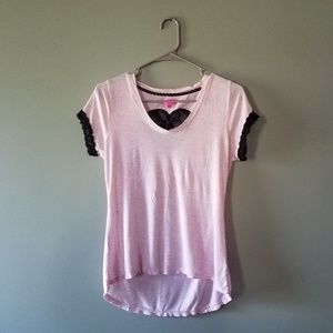 Betsey Johnson Lace Heart Cut Out Tee